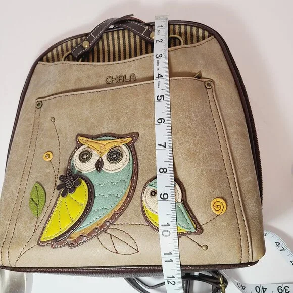 Chala Owl Convertible Backpack Tote – Earth Tones with Whimsical Charm - Picture 13 of 16